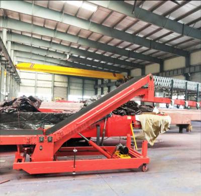 China Fire Resistant Container Unloading Belt Conveyor Speed ​​Hydraulic Lifting Adjustable Telescopic Roller Conveyor for sale