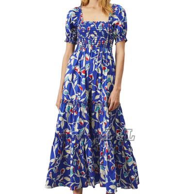 China Anti-wrinkle Lingda Fashion 100% Viscose Flora Printing Women Long Bangkok Dress for sale