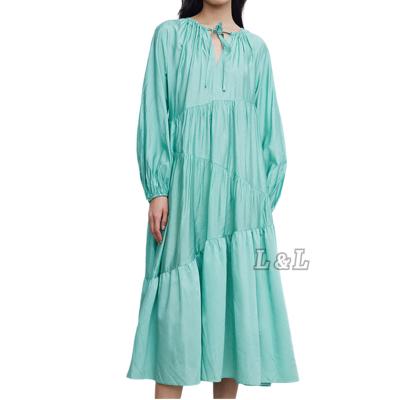 China Anti-wrinkle Elegant Guangzhou Factory Summer Fashion 100% Cotton Dresses Women Lady for sale