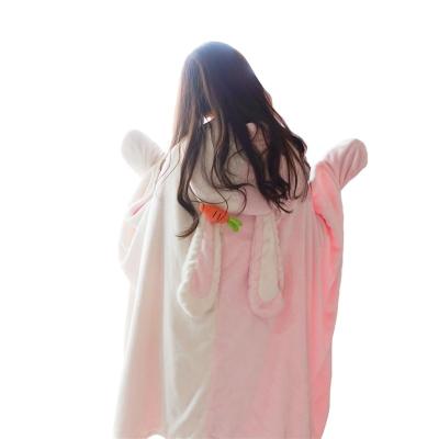 China / E-packet Shipping To Isreal Super Comfortable Korean Blanket With Rabbit Hoodie Soft Blanket for sale