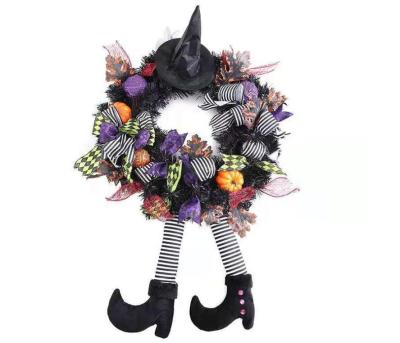 China Decoration Black Clown Halloween Braid Front Door Wreath Festival Decor Thanksgiving Party Wedding Door Garland for sale