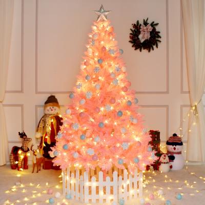 China Hot Selling 0.6m Romantic Pink Artificial Christmas Tree Insti Christmas Decoration With Ornaments Set PVC Christmas Tree PE for sale