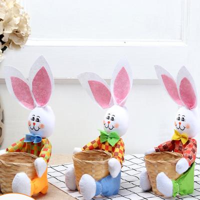 China 2021 Easter Decoration Easter DIY Novelty Rabbit Basket Easter Gift Basket Happy Easter for sale