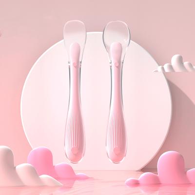 China BPA Free Custom Slim Silicone Baby First Pack Feeding Training Spoon And Fork For Baby for sale