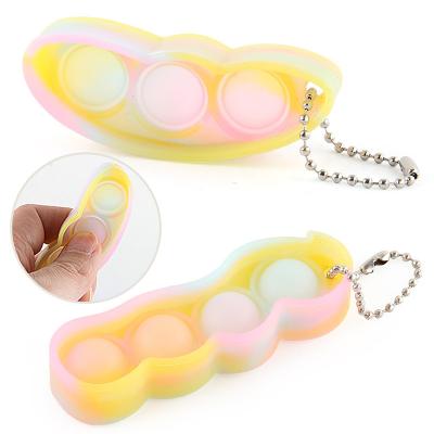 China 2 PCS Mini Pop Bubble Simple Dimple Silicone Finger Interesting Toy Stress Relief Toys Peasecod Head Chain Toy for sale