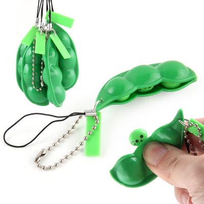 China Hot Selling Silicone In Amazon Low Moq Stir Bean Finger Toy Funny Pea Bean Squeeze Soy Toy Relieve Stress Decompression Green For Adult for sale