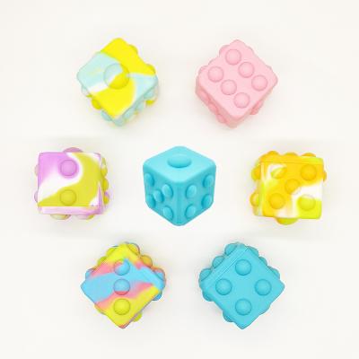 China New Trending Wholesale Silicone Kids Adult 3D Wiggle Square Dies Cube Pop Silicone Finger Grip Ball Rainbow Link Die 3D Worry Stress Toy for sale