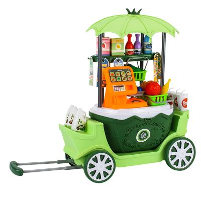 China 4 in 1 wholesale pretend play supermarket set toy for kids role play portable trolley shopping cashier toy set fpr kids 91x39x125CM for sale