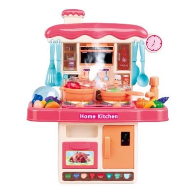 China Plastic Modern Home Kitchen Kids Wonder Kitchen Play Set Pretend Play Toys Cooking Set Noise Light Spray Water Like Real Cook Toy for sale