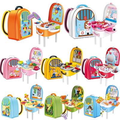 China Plastic Pretend Play Makeup Toy Set Beauty Princess Dressing Room Kitchen Sink Drill Dinosaur Dress Table and Backpack 2 in 1 for Girls Boy for sale