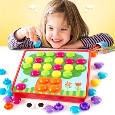 China Knowledge of color; high quality colorful educational composite picture toys composite 3D puzzle mosaic mushroom push button nail toy creative for sale