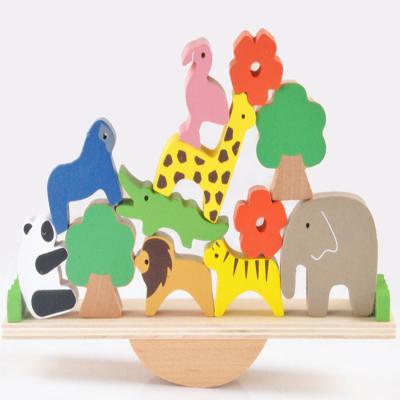 China DIY TOY Child Seesaw Toys Creative Assembling Wood Seesaw Toy Wooden Forest Toy Diy Building Blocks Building Blocks Toy For Children for sale