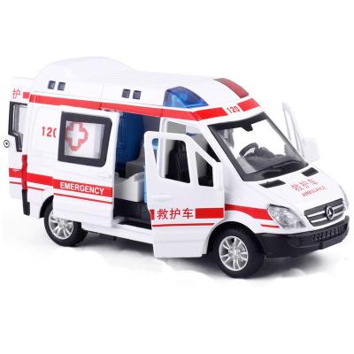 China Friction Toy Alloy Toy Diecast Model Car 1 32 Police Ambulance Car Model With Sound Light Pull Back Car Toy For Boys Children Gift for sale