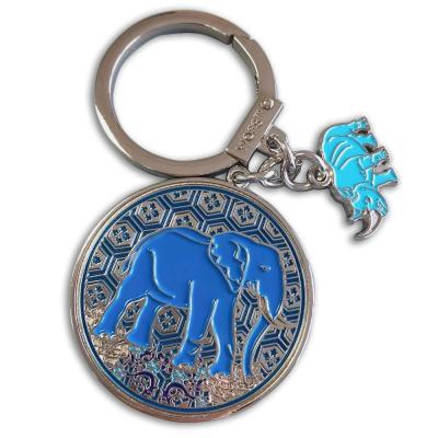 China Promotion Key Chain Souvenir Or Tassel Round Key Holder Elephant Metal Custom Key Ring for sale