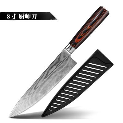 China Disposable Konoll 67 Layers 8 INCH Damascus Kitchen Chef Knives Color Wood Handle Japanese Steel Slicer Knife for sale