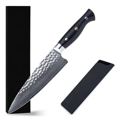 China KONOLL disposable GT7 Damascus powder steel kitchen knives with Group of Ten handle hammered finish chef Knife 1pcs MOQ in stock for sale