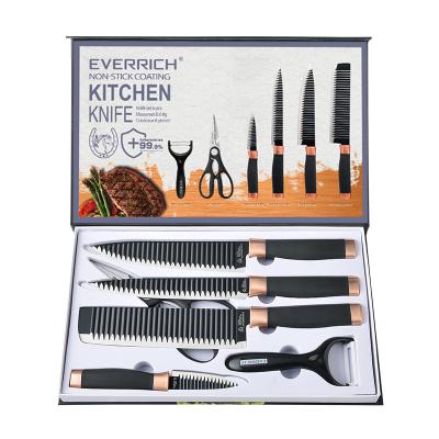 China EVERRICH 6PCS COLOR disposable KITCHEN KNIFE SET GIFT BOX PACKING KNIVES SET laser CUSTOMIZED LOGO for sale