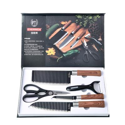 China EVERRICH 2020 Disposable Kitchen Knives OEM /ODM Colorful Coating Stainless Steel Knife Set Gift Box 6pcs Northern European Style for sale