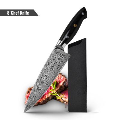 China Konoll 8inch 5Cr15Mov Kitchen Chef Knives With Damascus Fishbone Pattern Disposable Professional Laser for sale