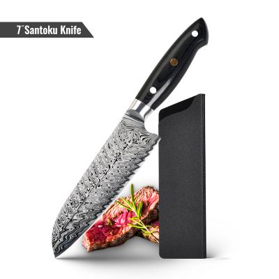 China Konoll 7inch Santoku Stainless Steel Disposable Kitchen Knives With Laser Pattern for sale