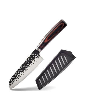 China Konoll 5Cr15Mov 5inch Santoku Disposable Professional Chef Knife With Hammering for sale