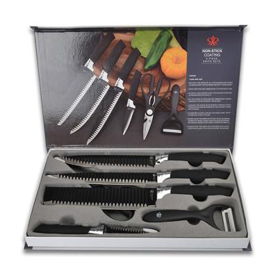 China KONOLL 2020 Disposable Sale Kitchen Knife Yangjiang Knife Manufacturer 6pcs Whole Non-stick Coating Set for sale