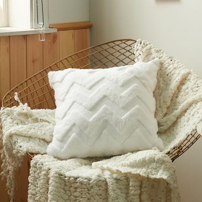 China Wave Pattern Solid Color Zigzag Pillow Cover Polyester Faux Fur Living Room Sofa Is Widely Used for sale