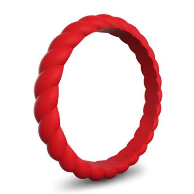 China Silicone Rubber Finger Rings Braided Ring Wedding Stackable for sale