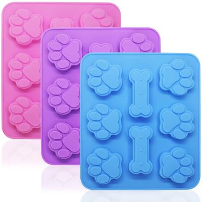 China Viable Dog Paw Bone Shaped 2 in 1 Silicone Molds 8 Cavity Food Grade For Chocolate Candy Cake Pudding Jelly Dog Treats. for sale