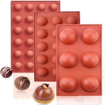 China Factory Sustainable Custom Non Stick Semi Circular Silicone Molds Chocolate 15 Holes Silicone Mold For Chocolate Cake for sale