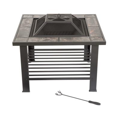 China Hot Selling Multifunction Wood Burning Pit Stored Black Square Patio Metal Fire Pit for sale