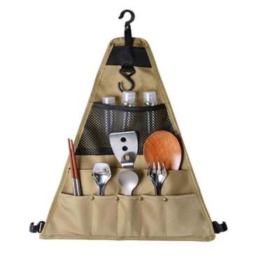 China Picnic Camping Tableware Storage Bag Cutlery Durable Waterproof Carrying Outdoor Hanging Pocket for sale