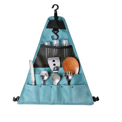 China Picnic Camping BBQ Tableware Storage Bag Cutlery Sustainable Waterproof Carry Portable Hanging Pouch for sale