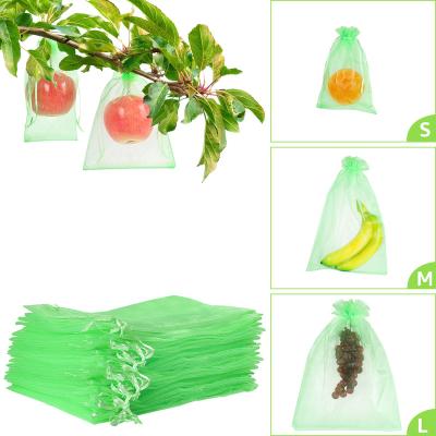 China Reusable Reusable 8x12Inch Fruit Netting Bags For Fruit Trees Cover Drawstring Fruit Protection Bags Mesh Bag for sale