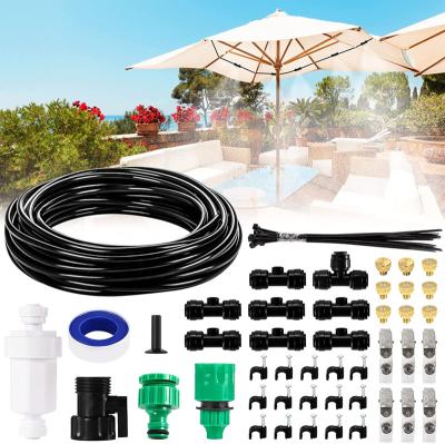 China Outdoor Mist Kit Irrigation Animal Plants Cooler Garden/Farm Mist Cooling System Fan 26.2FT with 1/4inch Tube Hose 7 Brass Nozzles for sale