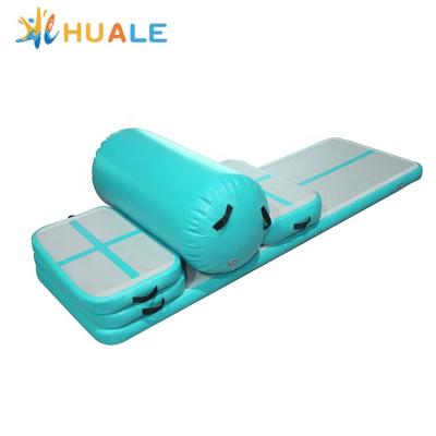 China Popular training indoor and outdoor sport Mint PVC Green Air Track Home Air Tight Inflatable Tumbling Roller Set for Gymnastics for sale