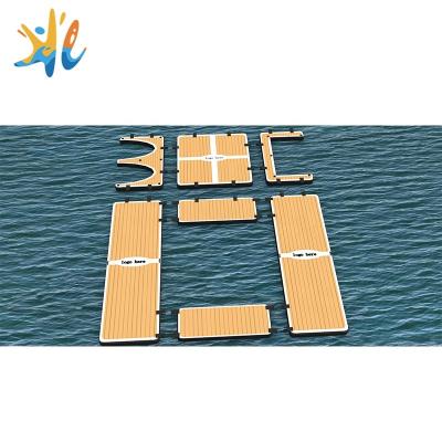 China 15cm Drop Stitch Fabric Raft Air Dock Dock 4x2m Swim Platform Inflatable Floating Water Park for sale