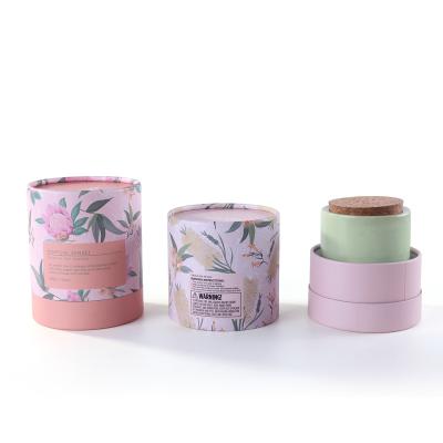 China Biodegradable Customized Cylinder Tube Packaging Wrapping Paper Round Paper Box Candle Jar Box Tubes Packaging Paper Jar for sale