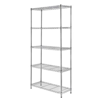 China Corrosion Protection 805lbs Load Weight Subway Steel NSF Office Storage Shelf 5 Tiers Wire Metal Industrial Shelving In Chrome Finish for sale