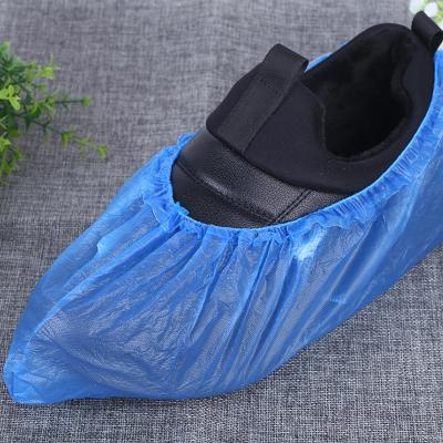 China Machine Made Waterproof CPE Blue Plastic Polyethylene Disposable Shoe Covers for sale