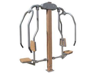 China outdoor wooden fitness equipment--WPC Body building park exercise equipment double sit push trainer for sale