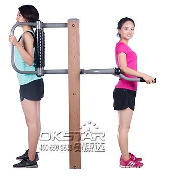 China outdoor fitness equipment park wood outdoor back stretching device for sale