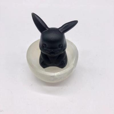 China Wholesale Natural Crystal Feng Shui Polishing Hand Carved Healing Gemstone Obsidian Pikachu Carvings For Fengshui Decoration for sale