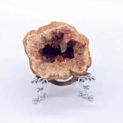 China Wholesale Geode Natural Stone Amethyst Feng Shui High Quality Crystal Cluster Mineral Specimen Pink Rough Stone For Fengshui Healing for sale