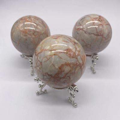 China Wholesale Feng Shui crystals ball red net stone spheres of natural healing stones for decoration fengshui for sale