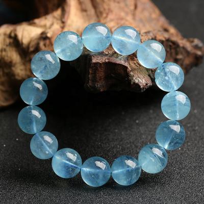 China High Quality Ice Crystal Transparent Aquamarine Bracelets 7A Feng Shui Natural Aquamarine Gemstone Bracelets High for sale