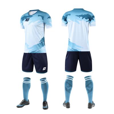 China Football Team Kits Custom Soccer Jersey With Collar OEM Sublimation Custom Football Uniform Kits Mask Soccer Wear Team Training 013 for sale