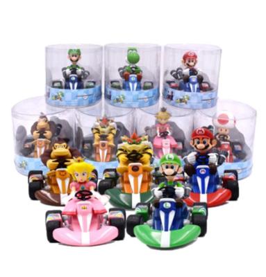 China Wholesale Eco-friendly JM Cartoon Car Mario Luigi Action Number Pull Back Vehicle Kart Cars Figure Toys For Kids Gift for sale