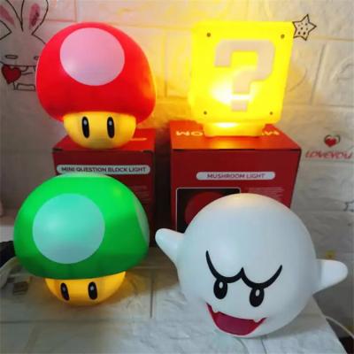 China New-designed JM Mario LED Mushroom Table Lamp with USB Sound Cute Mushroom Night Lights Lamp for Bedroom Decorative for sale