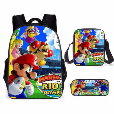 China Large Waterproof JM School Bags Set Boys Kids Backpack Anime Mario Printed Primary Mochila School Super Kids Bagpack for sale